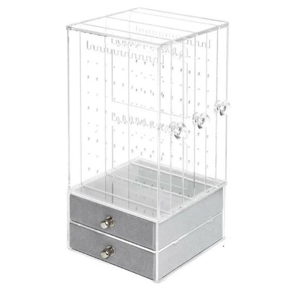 3 Trays+Drawer Acrylic Earring Display Rack Stand Organizer Holder Storage Box Clear