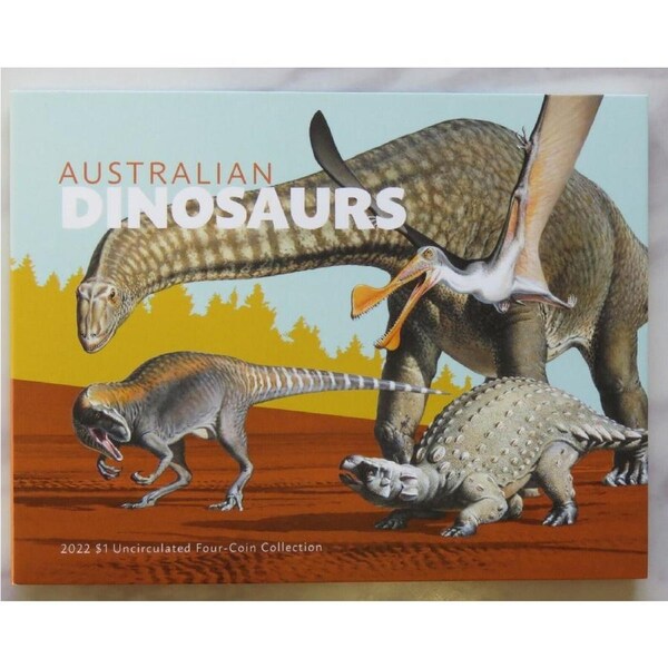 Australia 2022 Dinosaurs – SET OF 4 - $1 UNCIRCULATED Coin Collection in Folder