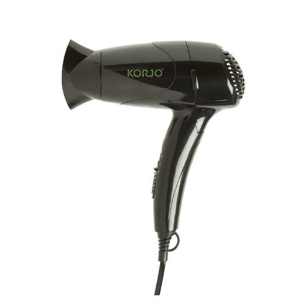 Korjo HD80 Foldaway Travel Hair Dryer Dual Voltage Worldwide use Black