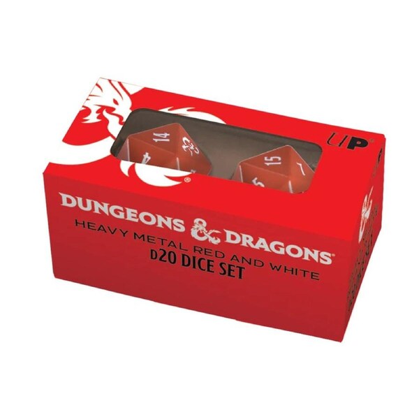 D&D Heavy Metal D20 Red and White Dice Set (2)