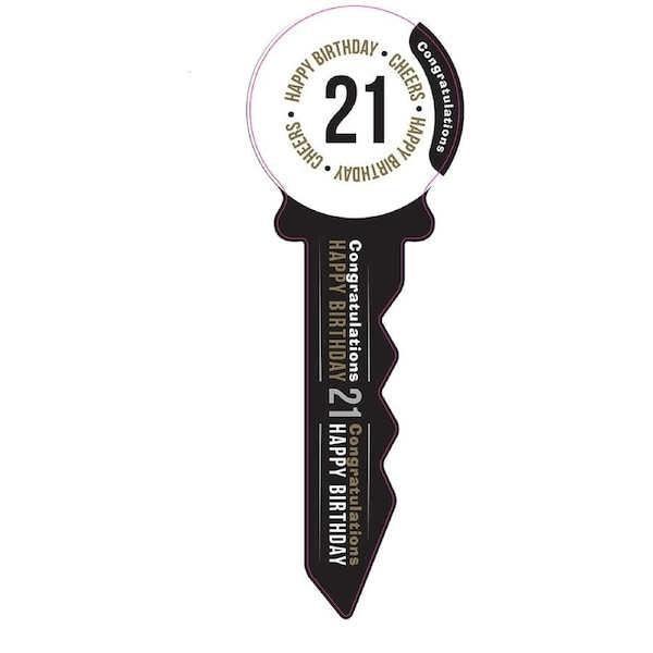 Small 21st Birthday Key Black Gold Novelty Birthday Party Statue Decor Display