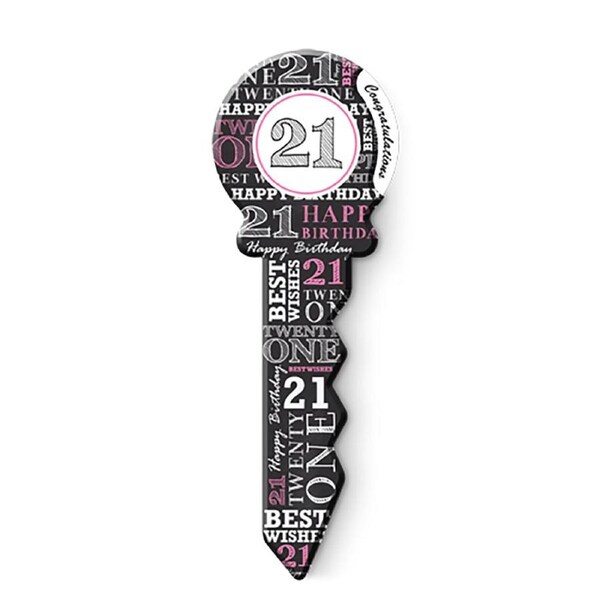 Small 21st Birthday Big Key Pink Fun Novelty Celebration Message Gift Set