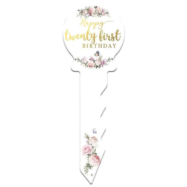 21st Birthday Key Pretty Floral 30cm Novelty Celebration Signing Gift Set