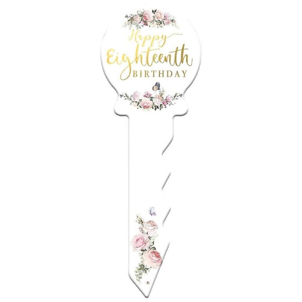 18 Birthday Key Pretty Floral 30cm Novelty Celebration Signing Gift Set