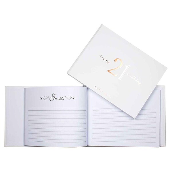21St Rose Gold Guest Signing Book With Gold Text 23x18cm Birthday Keepsake