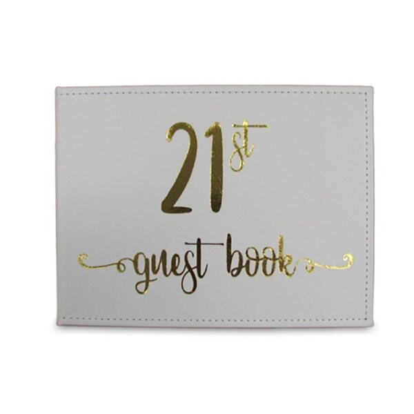 Guest Book 21St Gold Text 23x18cm Novelty Birthday Party Signature Pad Set