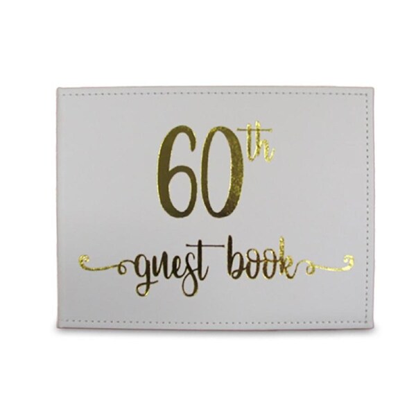Guest Book 60th Gold Text 23x18cm Novelty Birthday Party Signature Pad Set