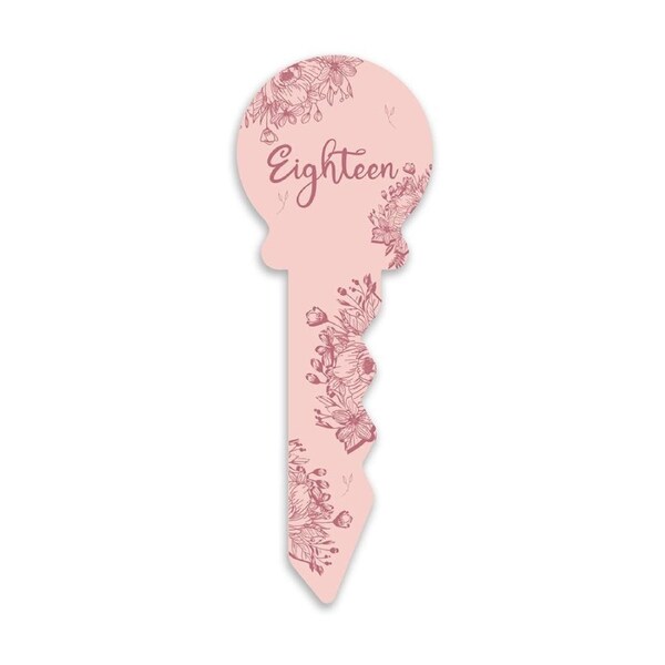 Small 18th Birthday Key Pink Floral Novelty Birthday Party Statue Decor Display