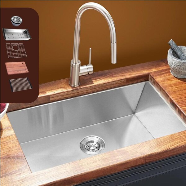 Simplus 60x45CM Kitchen Sink Top Undermount Single Stainless Steel Laundry Basin
