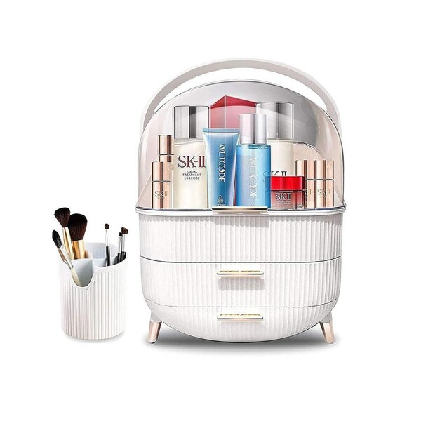 KIISS Makeup Organizer Drawer Cosmetic Carry Case Storage Box Jewellery Holder Stand White