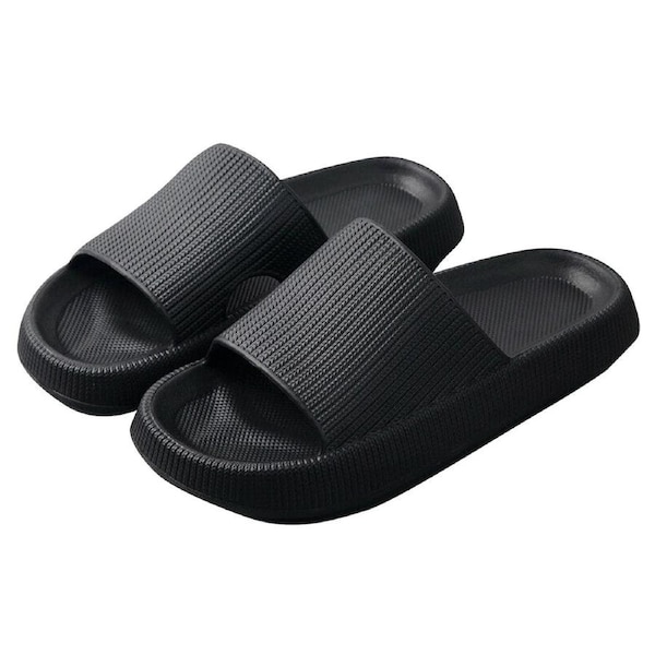 Comfortable Breathable Thickened Soles Soft House Slippers Black 36-37