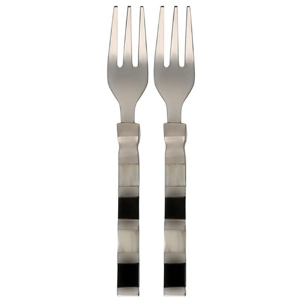 2pc ThirstyStone Old Hollywood Appetizer Forks Stainless Steel Handle BLK/WHT