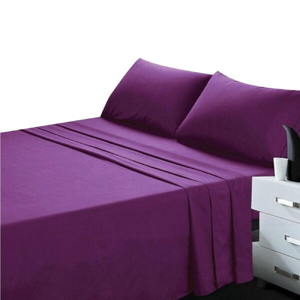 Soft Bed Sheet and Pillowcase Set Ultra High GSM - Purple King Single