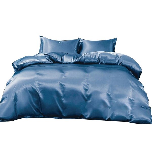 Soft Microfibre Silk Satin Duvet Cover Set with Pillowcases King