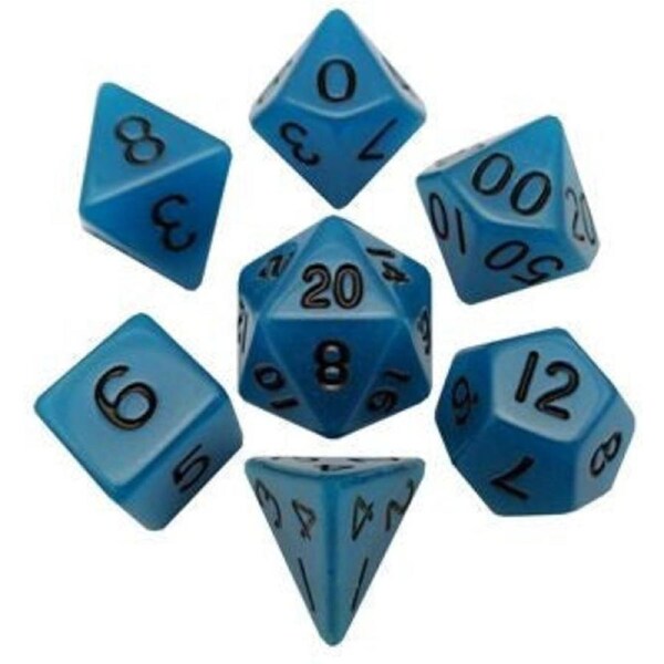 MDG Acrylic Dice Set Glow in the Dark - Blue Glow