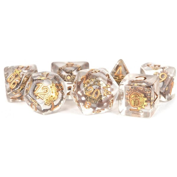 MDG Resin 16mm Polyhedral Dice Set - Gear