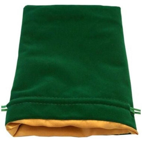 MDG Large Velvet Dice Bag with Gold Satin Lining - Green