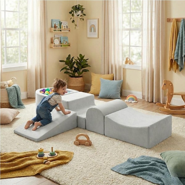 BoPeep 5-Piece Kids Foam Play Set Toddler Climbing Blocks Activity Gym