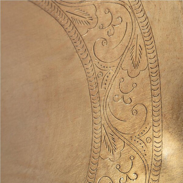 Willow & Silk Metal 45cm Oval Etched Golden Carved Serving Tray w/Handles