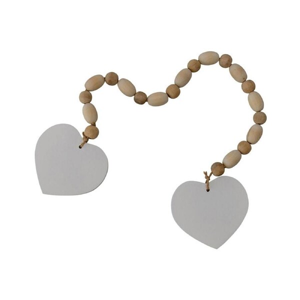 Willow & Silk Wooden 72cm Beaded Ornament w/ 2 Hearts