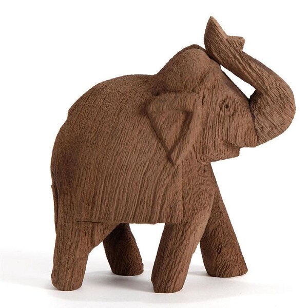 Willow & Silk Boho Tribal Wooden 12cm Brown Elephant/Animal Ornament