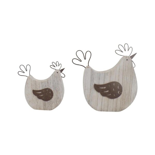 2x Willow & Silk Rustic 17cm/12.5cm Polka Dot Chook Animal Statue Ornaments