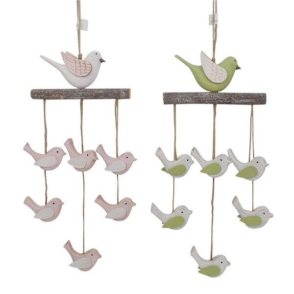 2x Willow & Silk Hanging Wooden 42cm Flying Bird Flocks Wall Art/Home/Room Decor