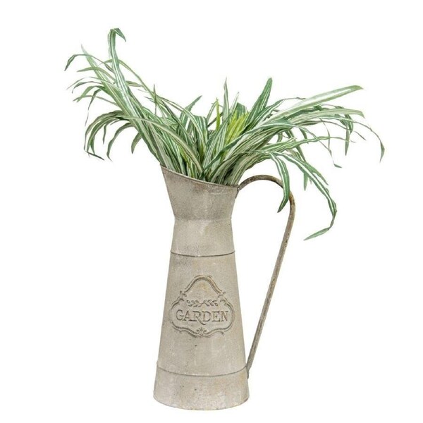 Willow & Silk Rustic 42cm Metal Taupe 'Garden' Jug Planter w/ Handle