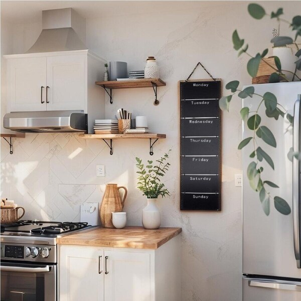 Willow & Silk Hanging 7-Day Organiser/Message Stack 104cm Planner/Blackboard