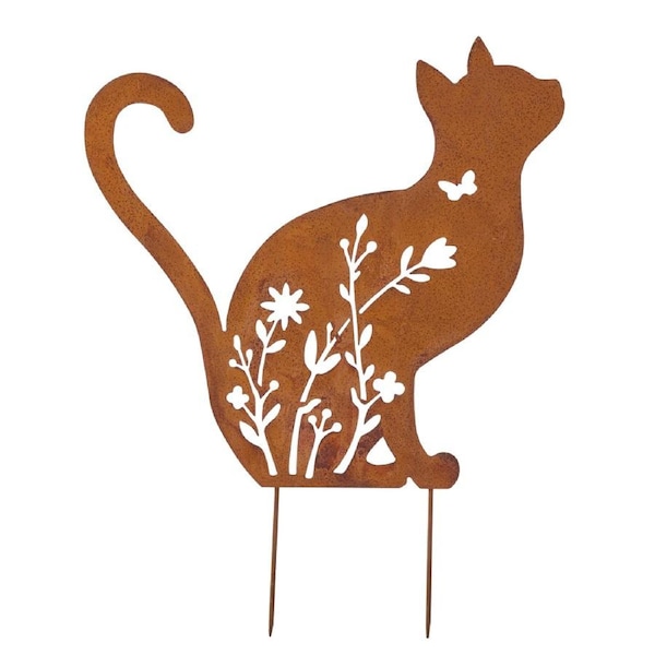 Willow & Silk Cat Outdoor Garden Stakes Set of 2