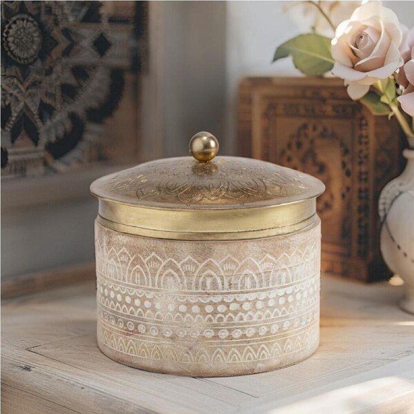 Hand Carved Wooden Trinket Box