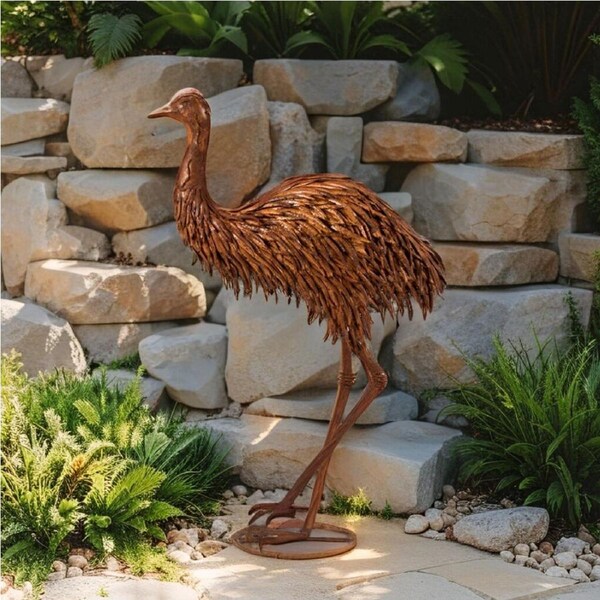 Willow & Silk Emu Garden Statue/Ornament Rustic Garden/Home Decor 59x26x88cm