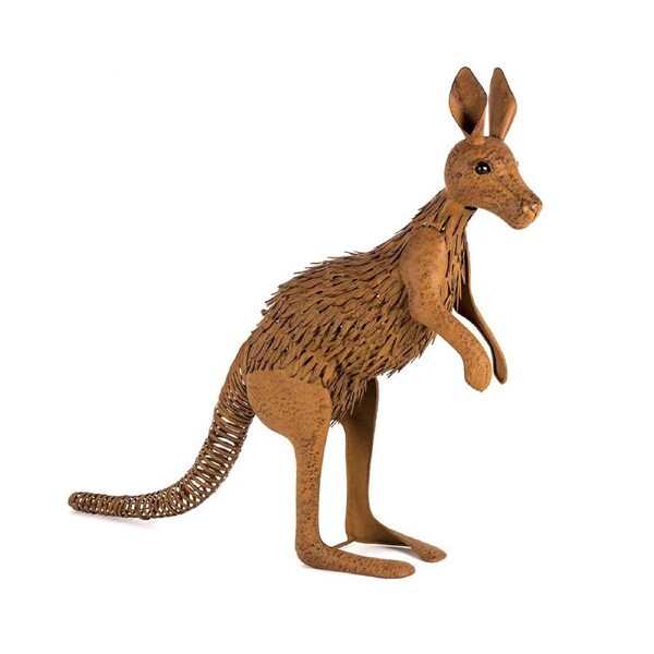 Willow & Silk Rust Garden Ornament Kangaroo Rustic Garden Decor 84x17x68cm