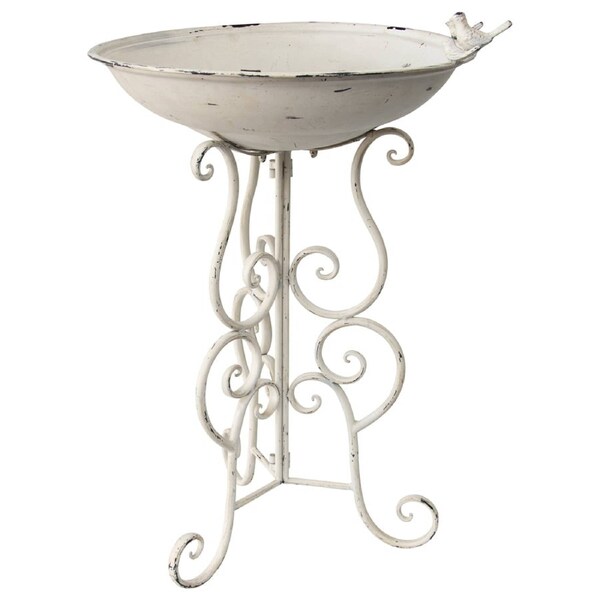 Willow & Silk Birdbath Stand Decorative Large 76cm Antique White