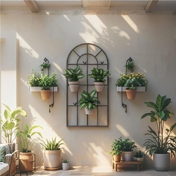 French Window Wallart W/ Removeable 15cm dia Potholders