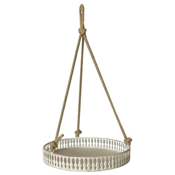 Willow & Silk Hanging 60cm White Round Pot/Planter Stand