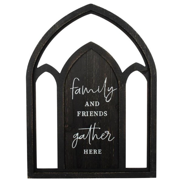 Willow & Silk 60cm Black Arch "Family & Friends" Plaque Sign Wall Art