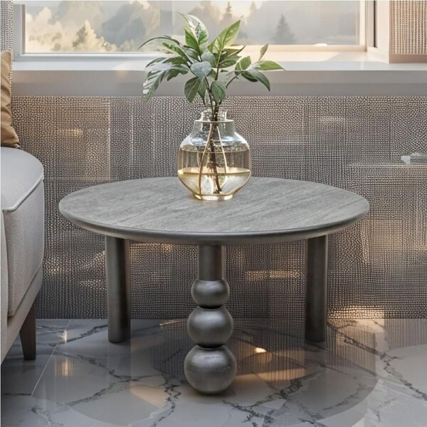 Willow & Silk Wooden 80cm Round Black Avoca Coffee Side/Table