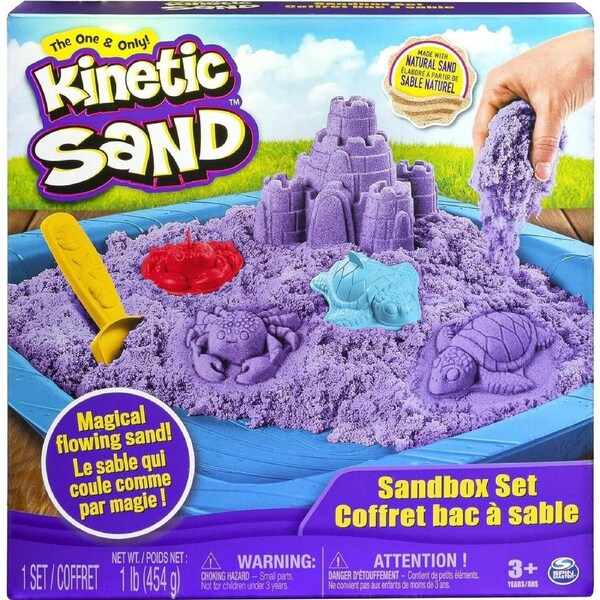 Kinetic Sand Sandbox Purple Playset with 1 Lb Sand purple Castle Dig Scoop
