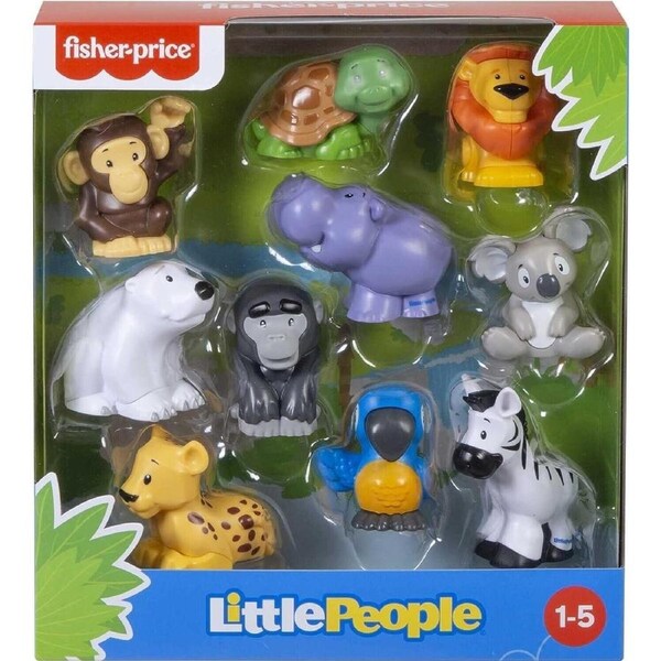 Fisher Price Little People Animal 10 Pack Ages 2+ Toy Tiger Monkey Bear Zebra Fun