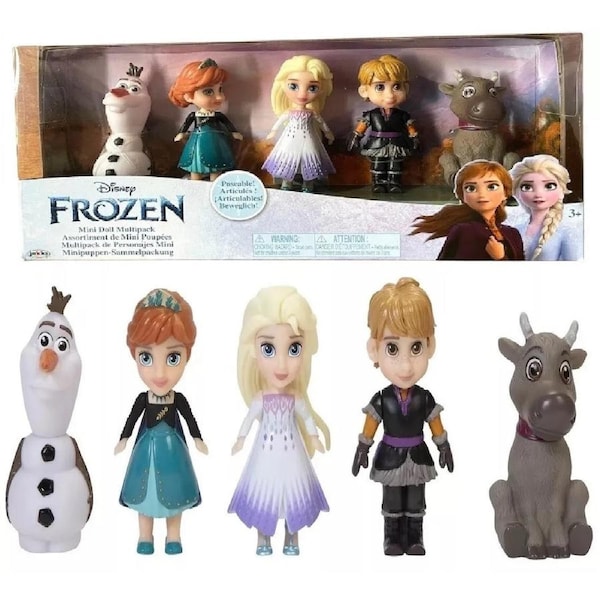 DISNEY FROZEN 2 Mini Doll 5 Pack Elsa Anna Olaf Kristoff Sven Movie Play Gift