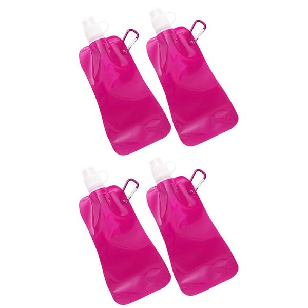 4x Doozie 450ml Collapsible/Camping Water/Drink Bottle Gym/Sport/BPA Free Pink