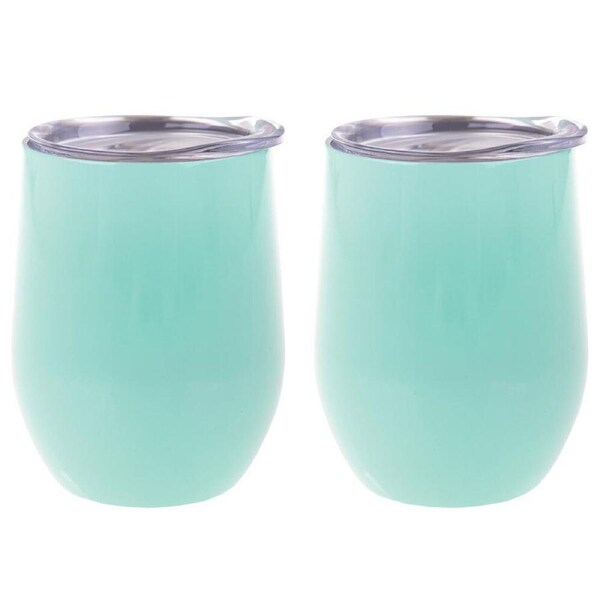 2PK Oasis 300ml Stainless Steel Double Wall Insulated Wine Cup/Tumbler Spearmint