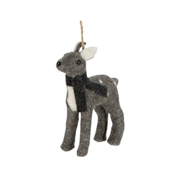 Vixen & Velvet Festive Christmas Sesonal Dasher Felt Deer Tree Ornament Grey