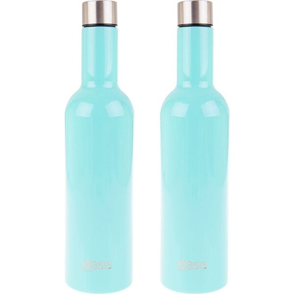 2PK Oasis Stainless Steel 750ml Double Wall Insulated Wine Traveller Spearmint