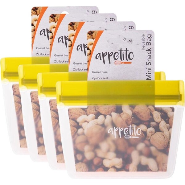4x Appetito 14.5cm Reusable Mini Snack Nuts/Food Storage Fruit Seal Zip Lock Bag