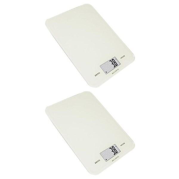 2x Acurite Large Slim Line Glass Digital Kitchen Food Measure Scale 1g/8kg White
