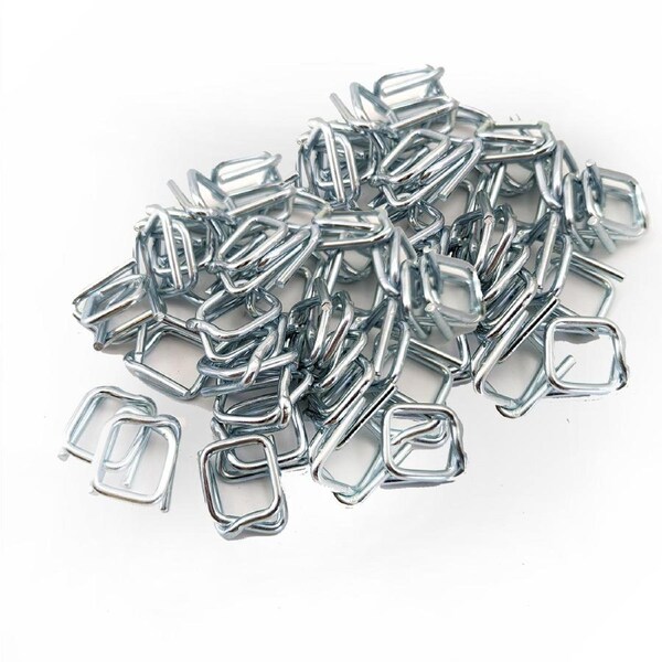 200x Metal Clips for Heavy Duty Soft PE Strap Width 19mm for Cargo Strapping Logistics Transport Packing Warehouse Packaging