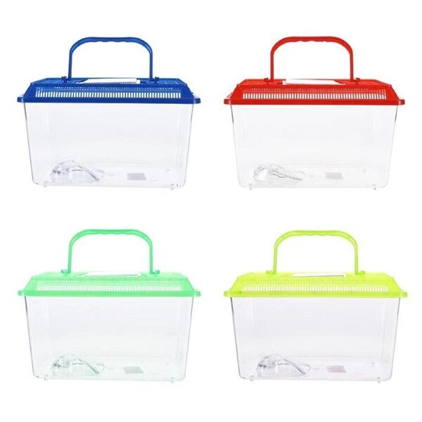 Ozoffer Plastic Fish Tank Blue Snap Lock Lid Non-Slip Handle 22cm