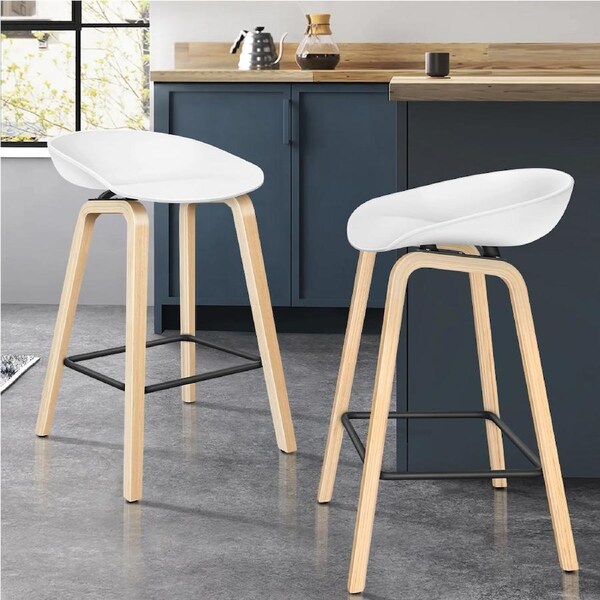 2x ALFORDSON Bar Stools Wade Wooden White